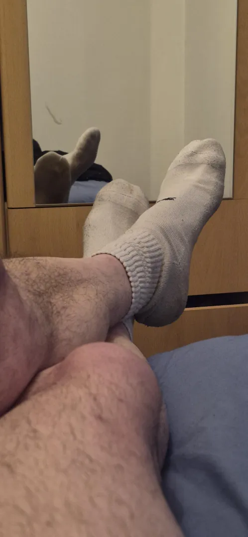 End of the day… socks off but still comfy. Favorite type of socks? posted by HairySockDad