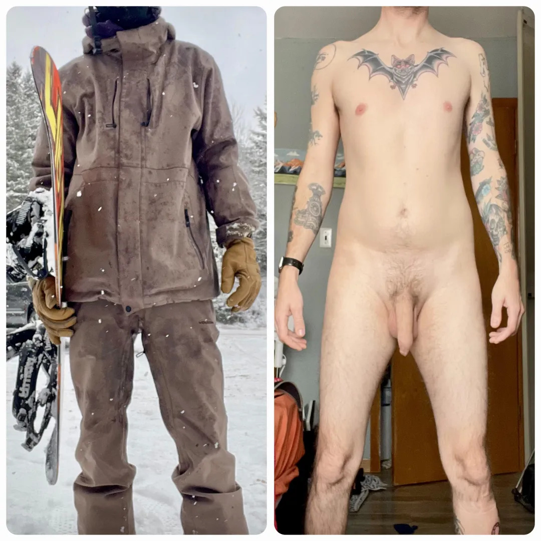 Ever wonder what that snowboarder looks like underneath? posted by Cawkflasher