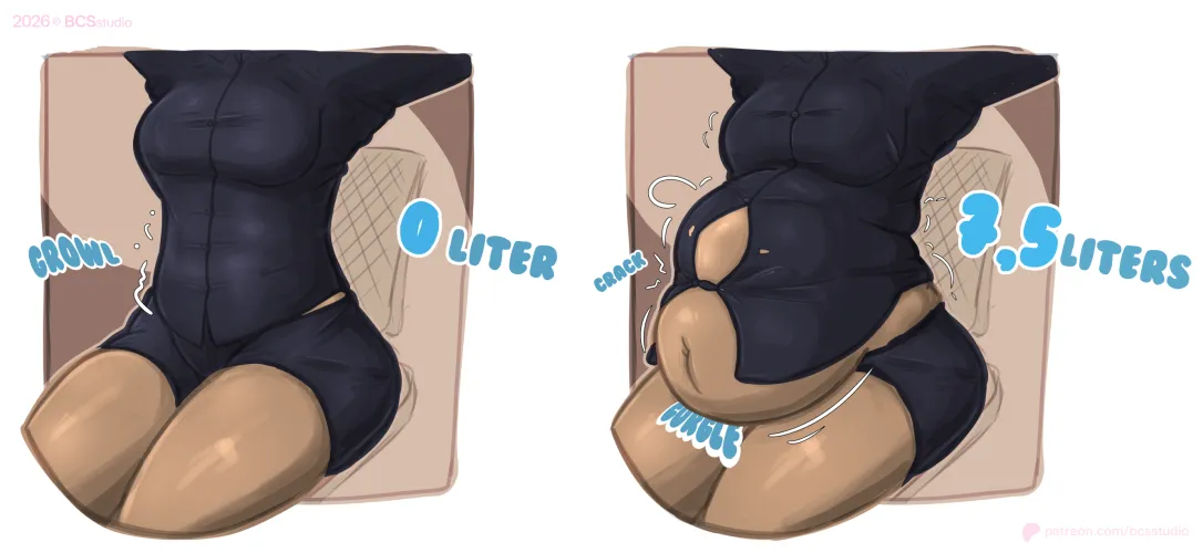 [F] Huge belly bloat by TbhInstantly (art by BCS studio) by BCSstudio