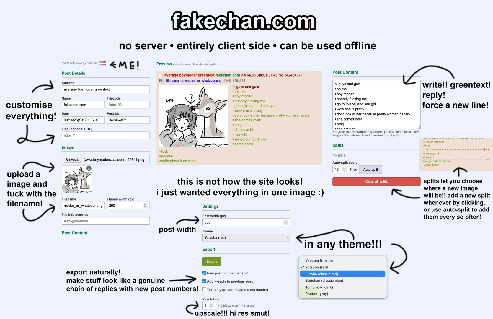 fakechan.com !! turn ur larps into a realistic series of 4chan posts!! posted by hyperlarper