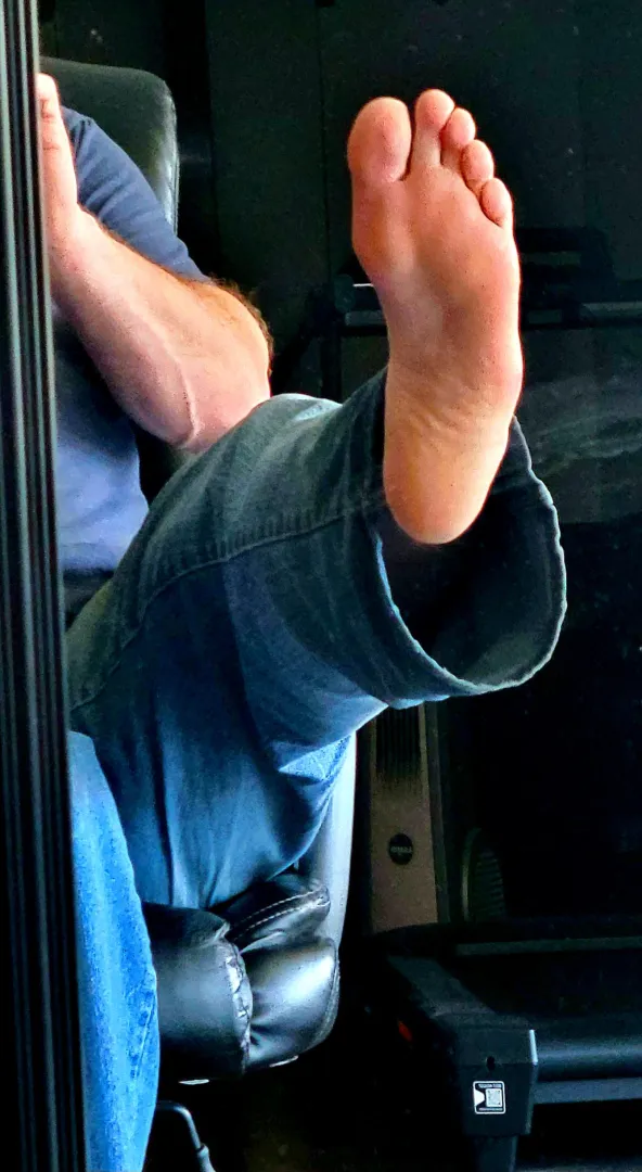 Feet & jeans mirror selfie at work. posted by looking4funxs
