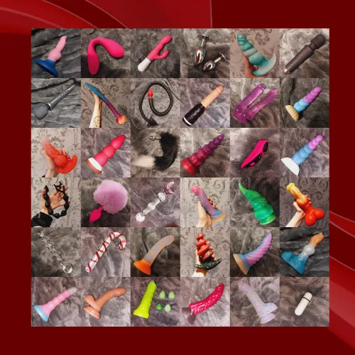 Finally updated and got a pic of all my plugs, dildos & vibes >:3 by princess3nova