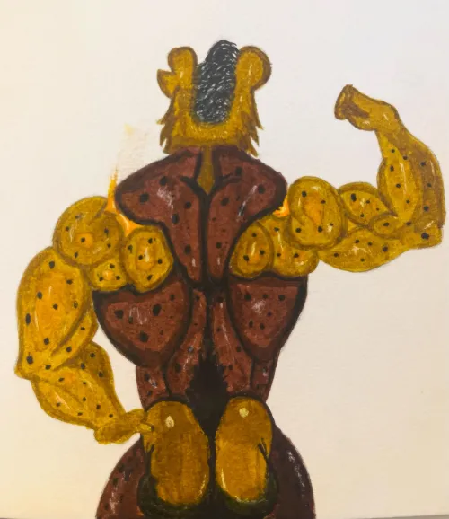 Flexing Hyena in color (Artist: me) by ephemeral_muscle99