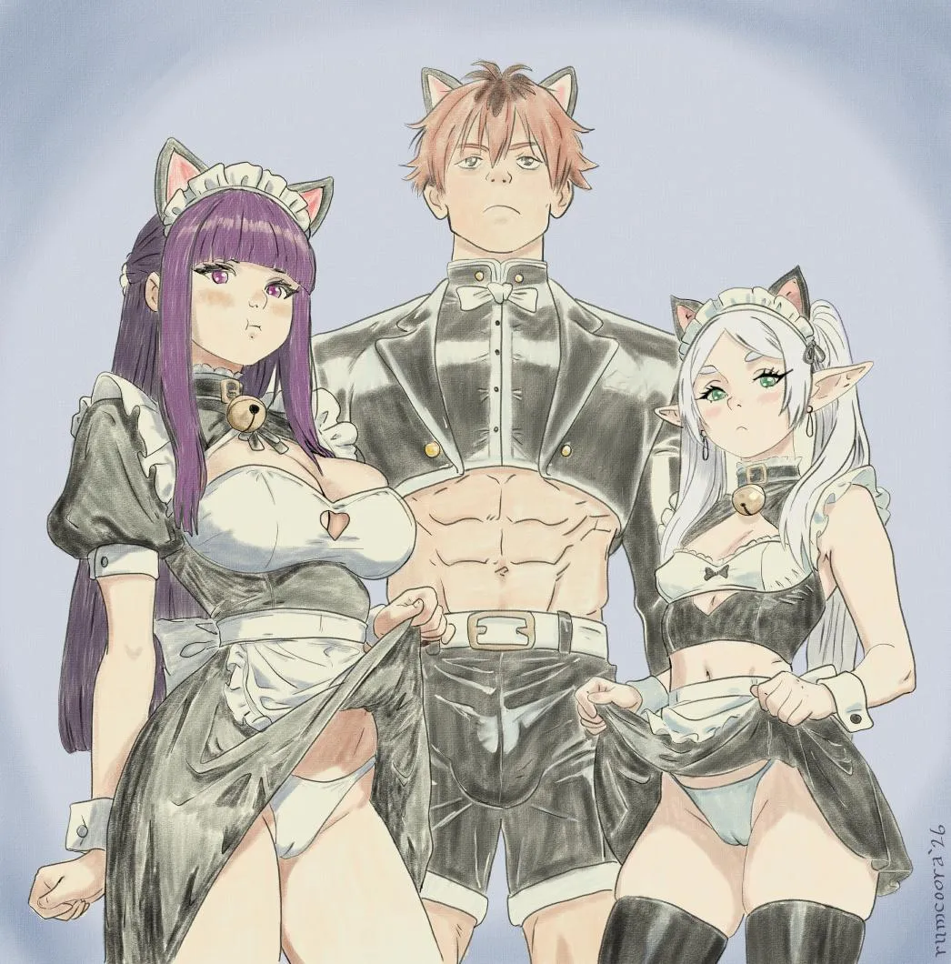 Frieren at the Cat Maid Cafe [by me] posted by LotusTunnel