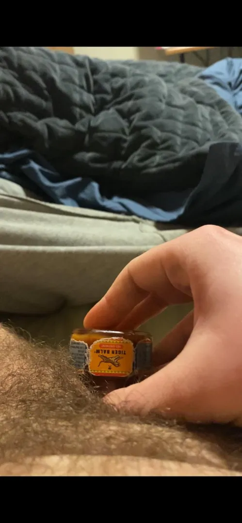 fucking the jar of tiger balm posted by portraitofapuppyboy