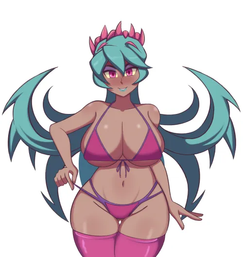 Fukua Vaporwave Vixen bikini (Art by me) [@cavendizh_on ] by Recent-Exam-9473
