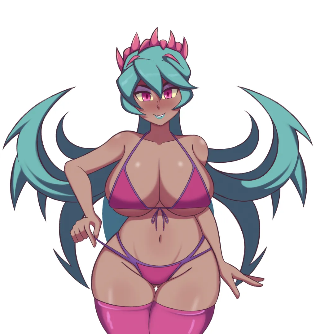 Fukua Vaporwave Vixen bikini (Art by me) [@cavendizh_on ] posted by Recent-Exam-9473