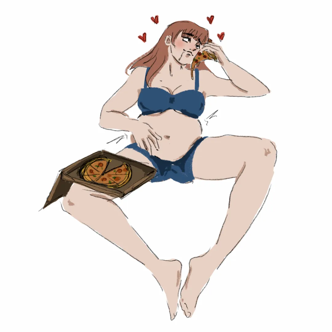 full of pizza (by EllyB) posted by B_Elly