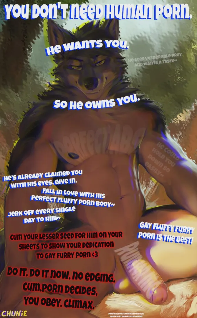 Furry porn is all you need. Submit and goon. posted by Luckyfruitpie