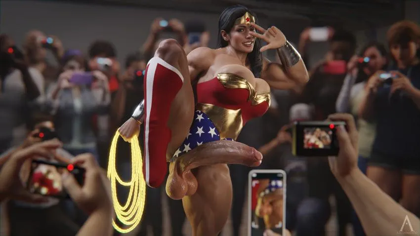 Futa Wonder Woman poses for the cameras. (Amazonium) [DC] posted by PJ-The-Awesome