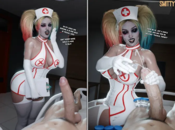 [Futa4F] After Batgirl gets injured and sent to the hospital, Harley sneaks in as a nurse to show how “sorry” she is by Unhappy_Payments