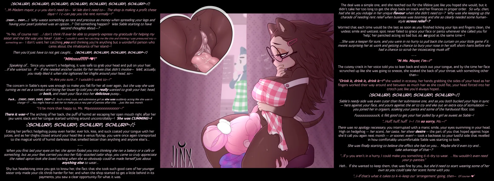 [FxF] Why not make yourself some panties? [COMMISSION][Animal Crossing][Lesbianism][Cunnilingus][Prostitution...?][Trading favours][MtG Caption][Artist: jinx doodle] posted by MtG-Ti