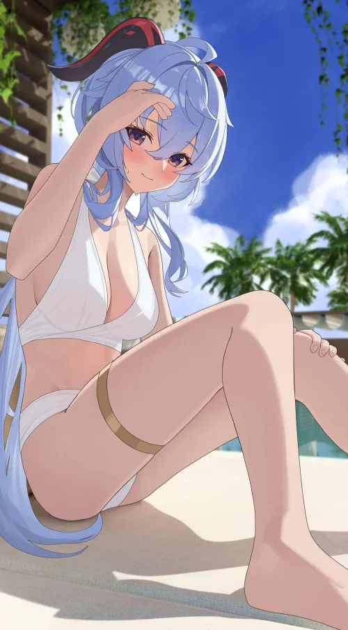Ganyu in white bikini (十文字 / jumozi11) by elegantloveglimmer