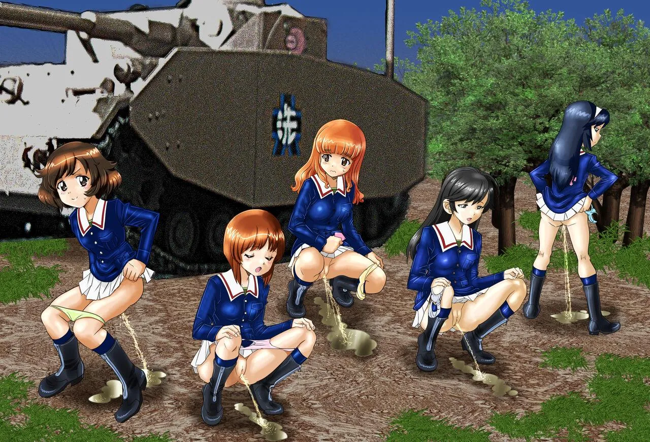 Girls und panzer Ōarai Girls' Academy peeing next to there tank posted by Past_Ad3075