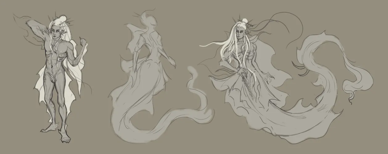 (Gods Are Real) Journey To The North Bai Yu Concept Art WIP, by Me by TheBlackHorned