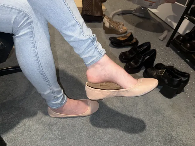 Good Morning!! Enjoy my nude flats dangling ❤️ by killer_feet11