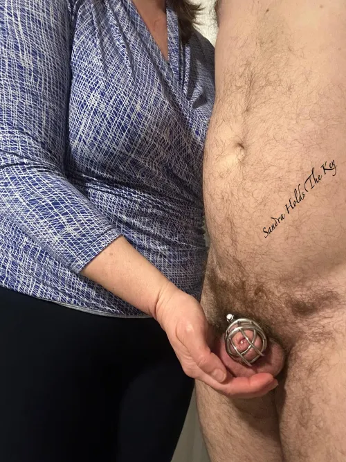 Good morning, Thursday. My husband gave me a strong orgasm. If he behaves, I might milk him soft and caged and feed him his snack soon. #SandraHoldstheBalls by SandraHoldsTheKey