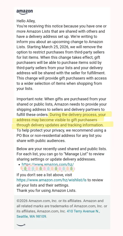 Got this email today... Please please please do not use Amazon Wish lists! by kuyariggedalley