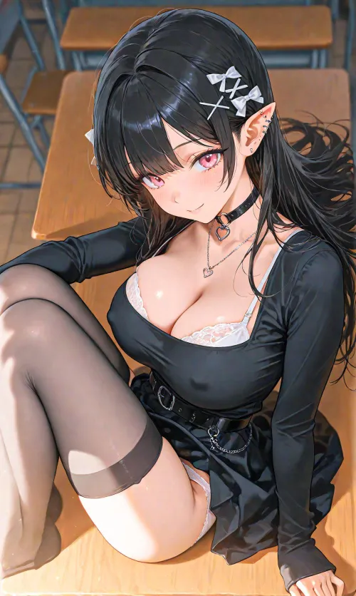 Goth Elf in Class by WoolsonDaSheep