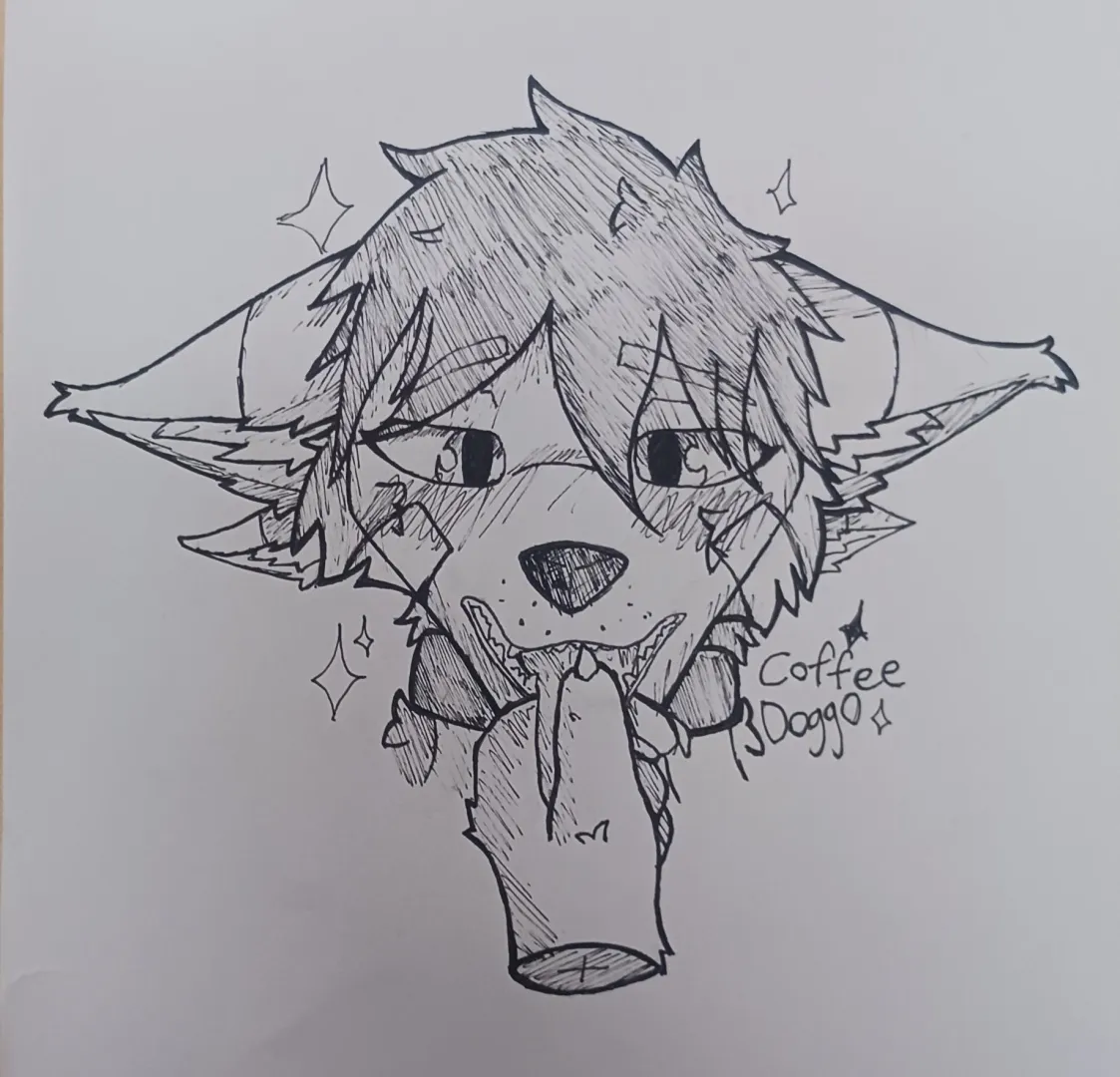 Grabbing the doggo's tongue [by me] posted by TheCoffeeDoggo