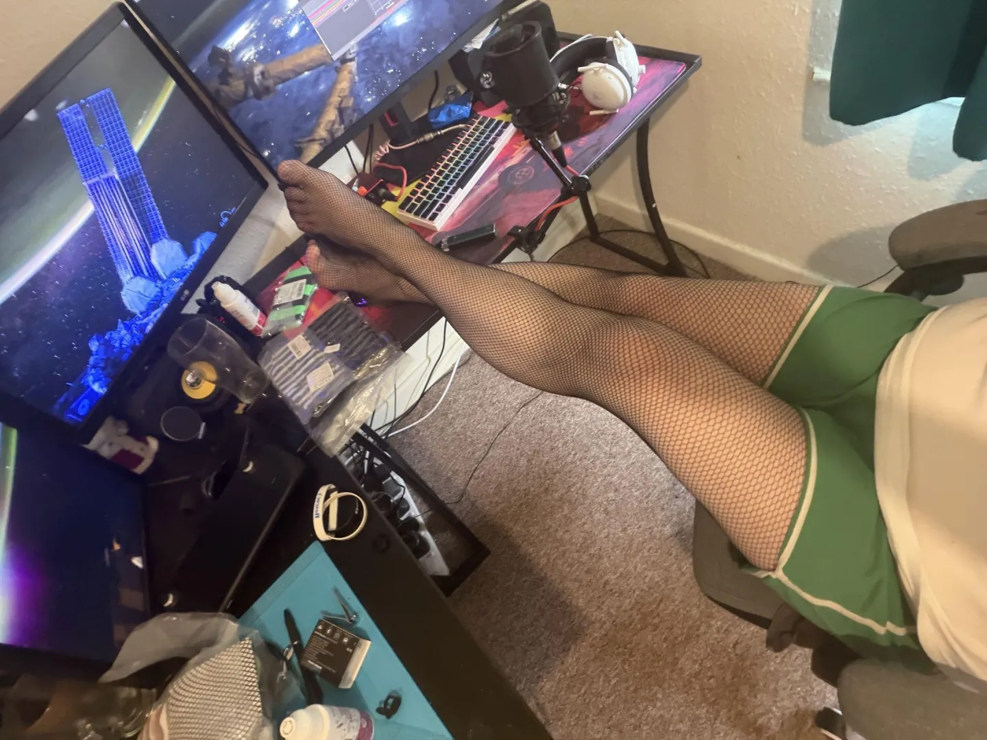 Guess who got fishnets~ posted by NeonGreenHusky