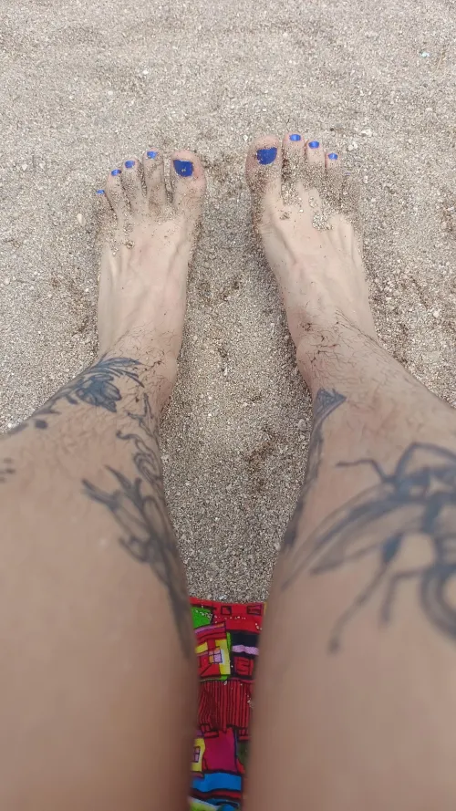 Hairy legs in the beach by Esme420kinky