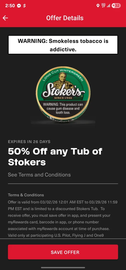 Half off tubs Pilot/ Flying J app. posted by IKnowItCanSeeMe