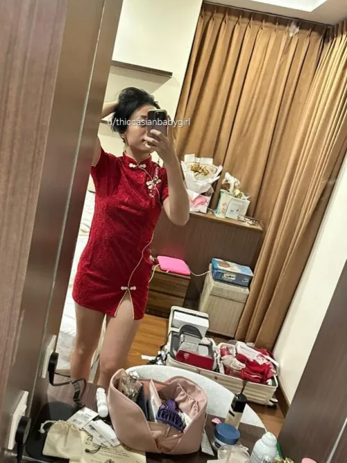 Happy Chinese New Year to all White men here  is my Chinese dress short enough to serve you and your group?  by thiccasianbabygirl