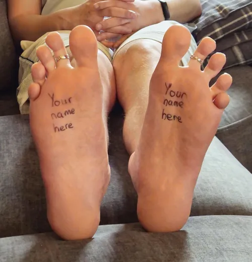 Happy to get my pen out again for you wonderful people. You can have your name written on my soles. It's free. DM if interested  by BeautyfulFeet