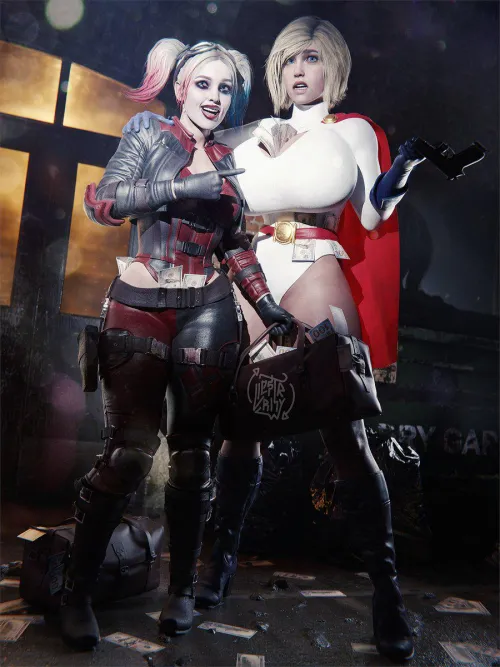Harley Quinn & Power Girl (Rhyw) by __X69X__