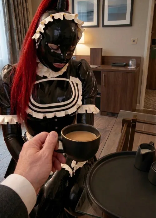 He said it was the best cup of tea he ever had... let's just say that my duties as a rubber maid didn't stop there that night! by sissy_rubberdoll