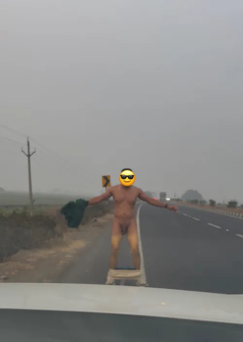 Highway broad daylight exhibition. Making sure the passing car and truck drivers have a good view by loverofcb1090