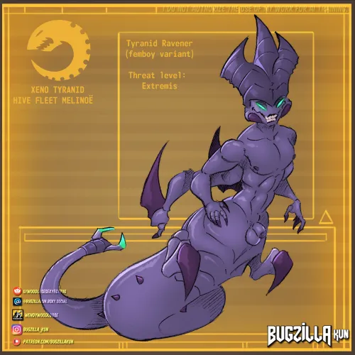 Hive Fleet Melinoe - (2/8) Ravener (Femboy variant) (By Bugzilla) by WoodloseSexyestBug