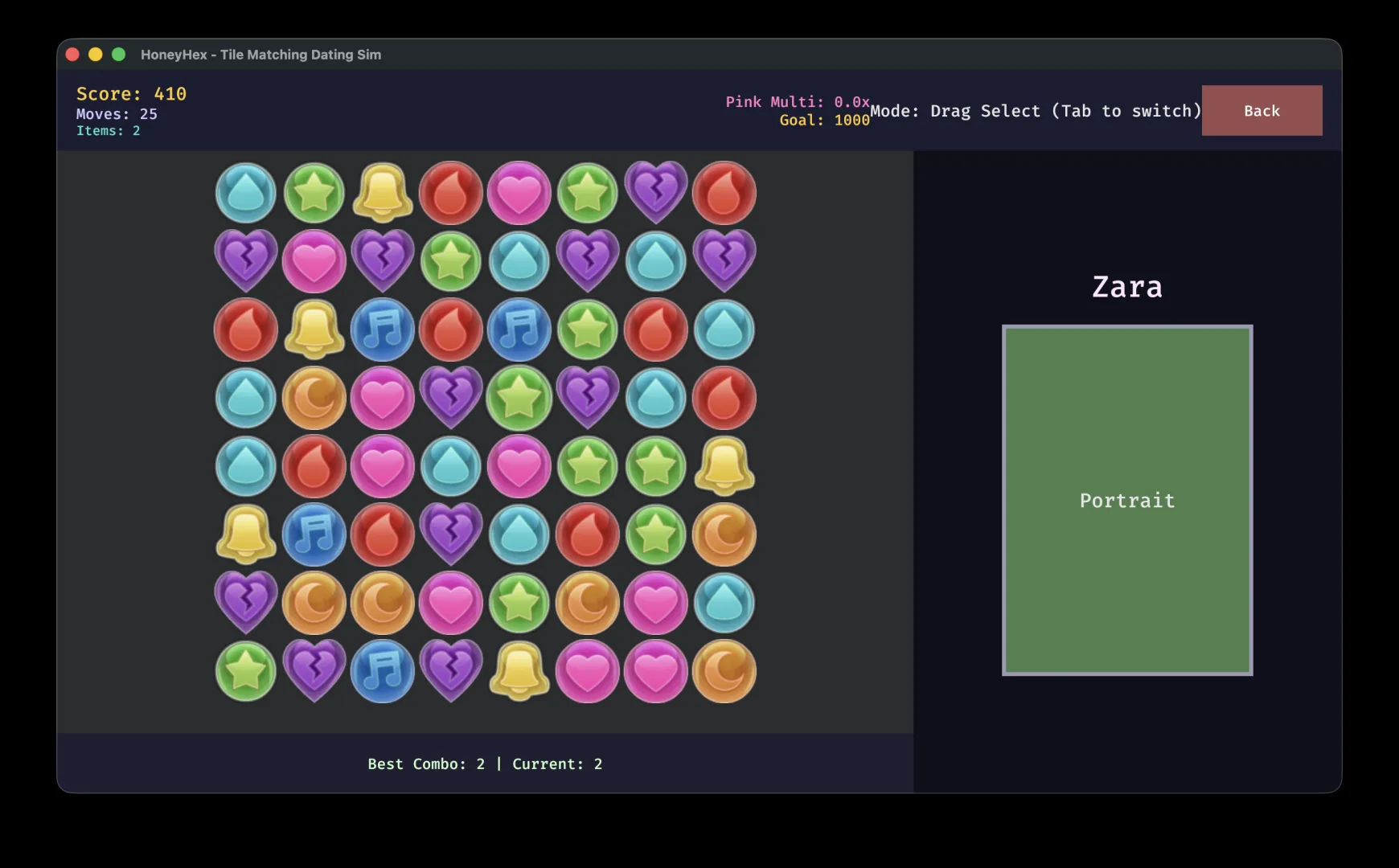 HoneyHex progress: matching game animations, dialogue tree posted by Animo6