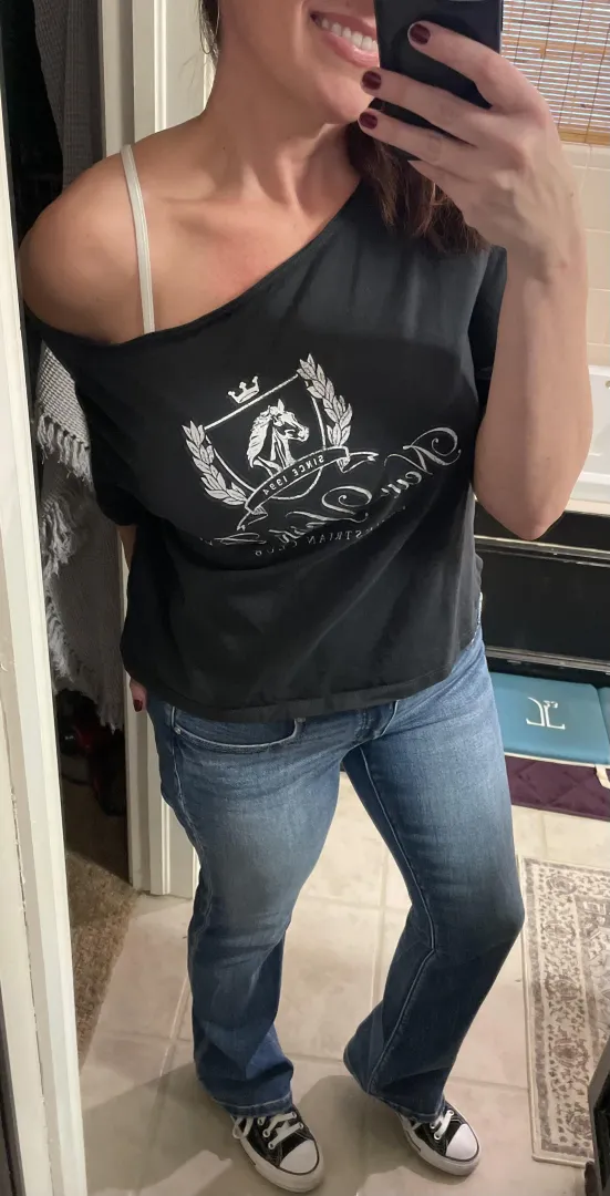 Hoops, off shoulder shirt, and chucks… posted by EliseEliteFeet