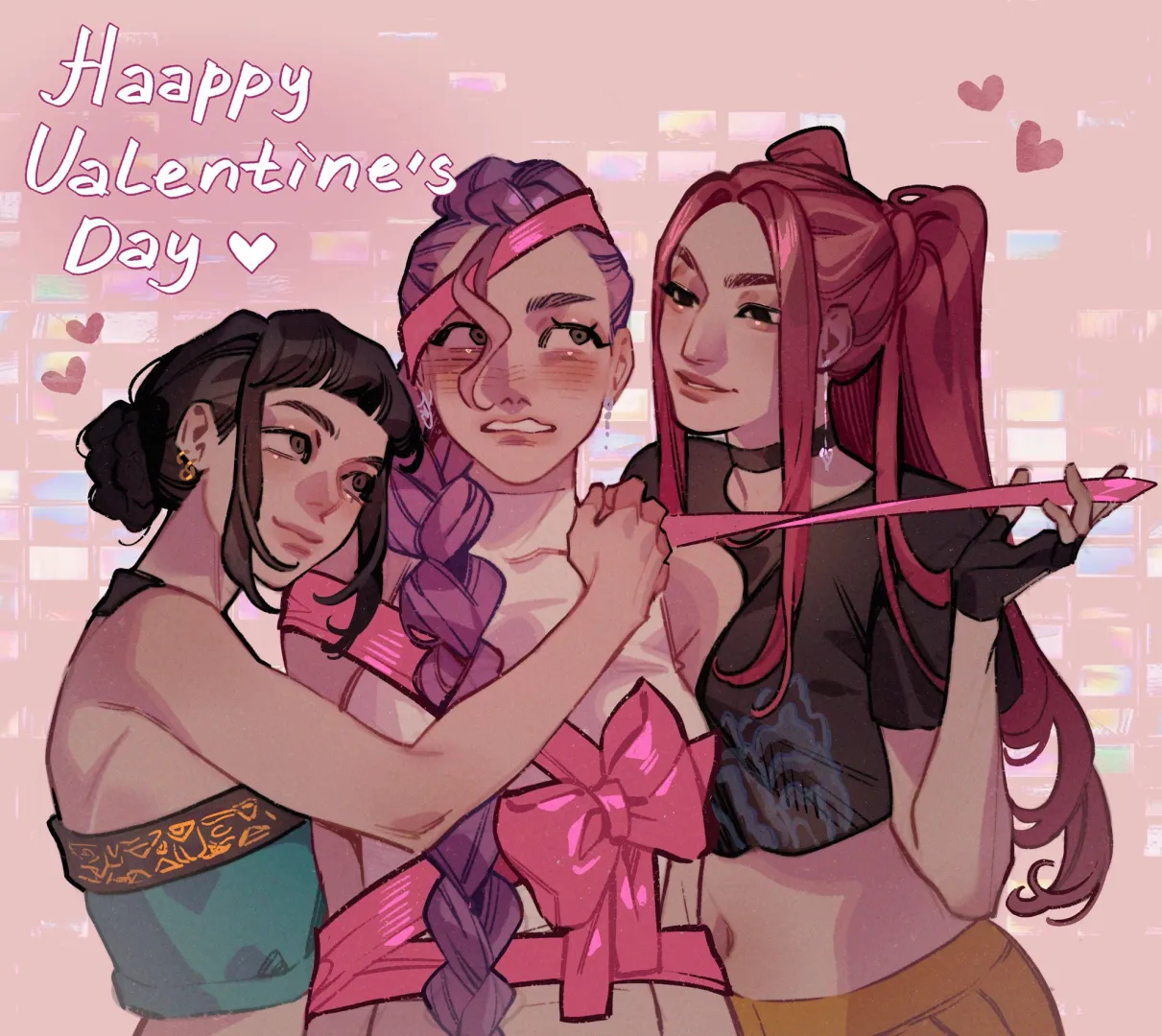 How Huntrix/polytrix is spending Valentines (@ahoguru) [Kpop Demon Hunters] posted by LenaAran