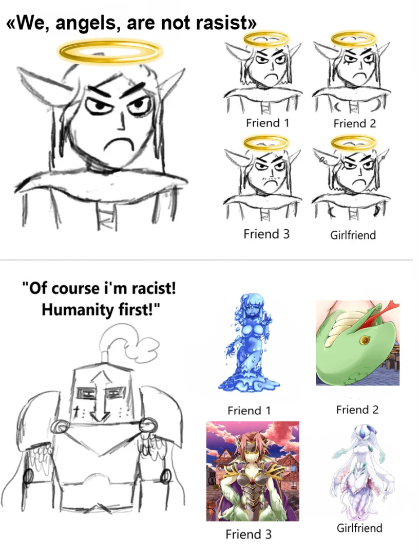 Humanity first (Relax, human supremacists, his girlfriend is 99% human) posted by araiki