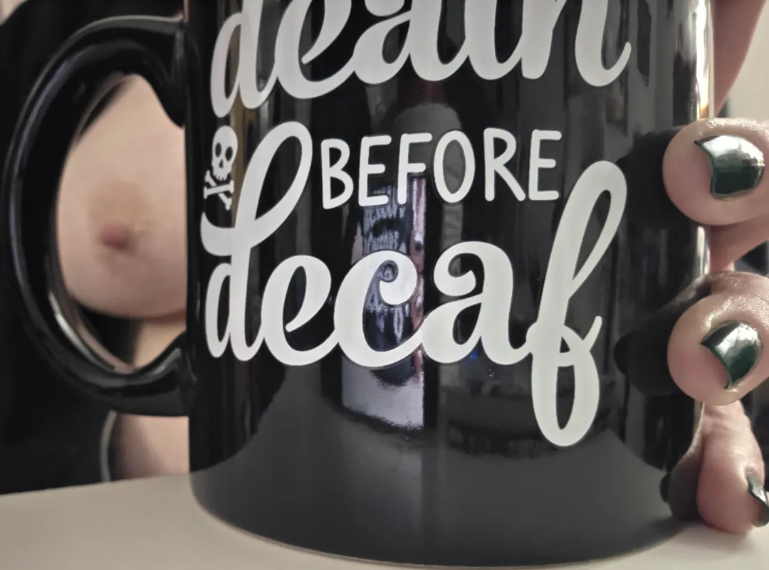 Hump day and a huge mug of deathwish, pray for me  posted by porkyforky