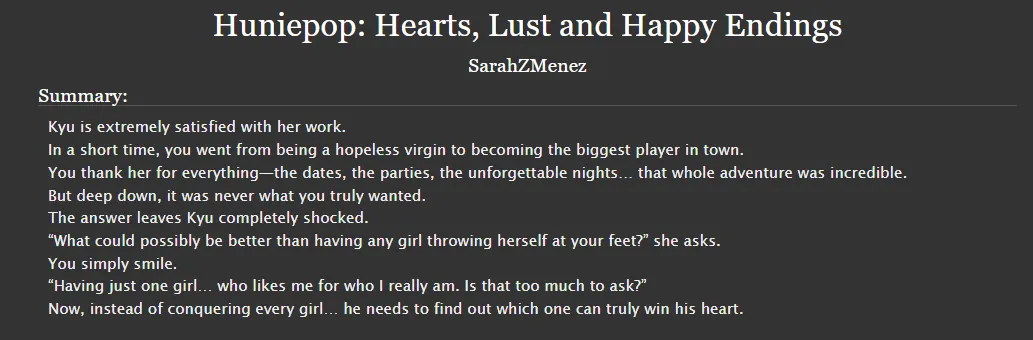 Huniepop: Hearts, Lust and Happy Endings (Fanfic) posted by FanFanMeness