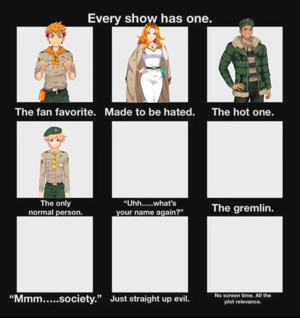 Hunter is the only normal person at Camp! Now... who is the most FORGETTABLE CHARACTER in your opinion? You may vote only 1 character, characters that are already in a slot cannot be voted posted by TrainingDrop9283