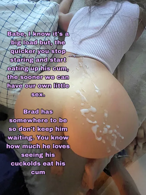 Hurry up and eat his cumshot, he likes watching his cucks clean by WatchHimFuck