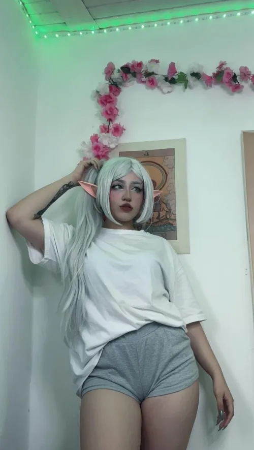 i bought this wig off amazon because i thought it would make me look like an elf or something, idk if i'm doing this right, my legs feel weird being this exposed in my room with the fairy lights on by ChunLiprincess