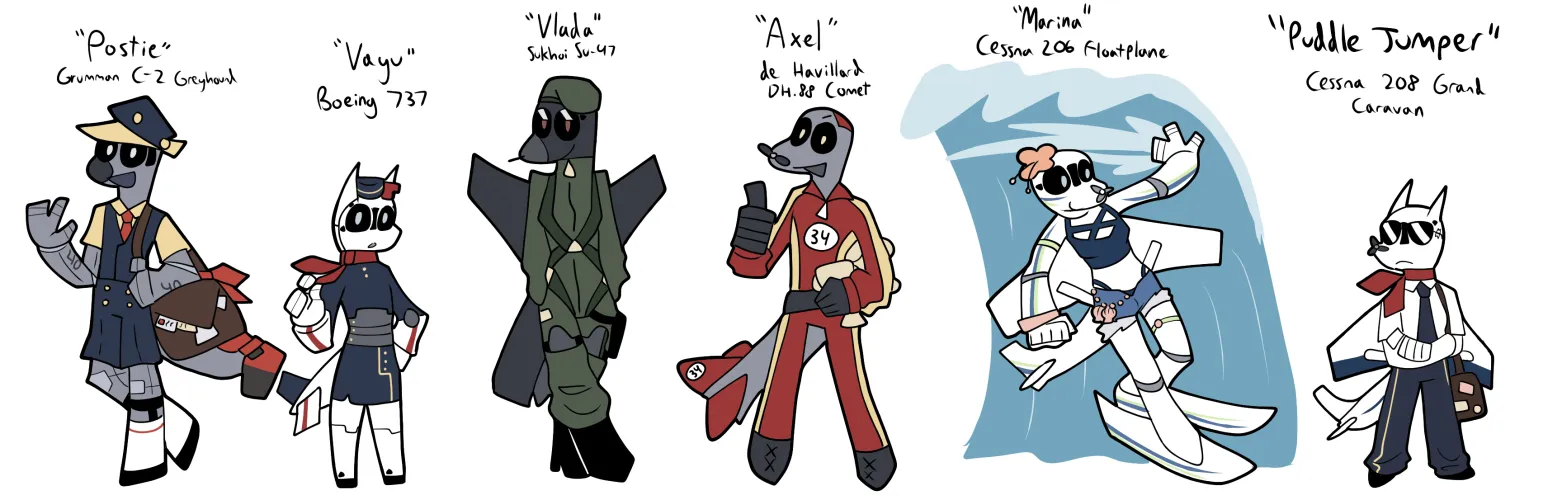 I designed aeromorphs based off different uses for planes [M/F/F/M/F/F] [OC] by Bunchasticks