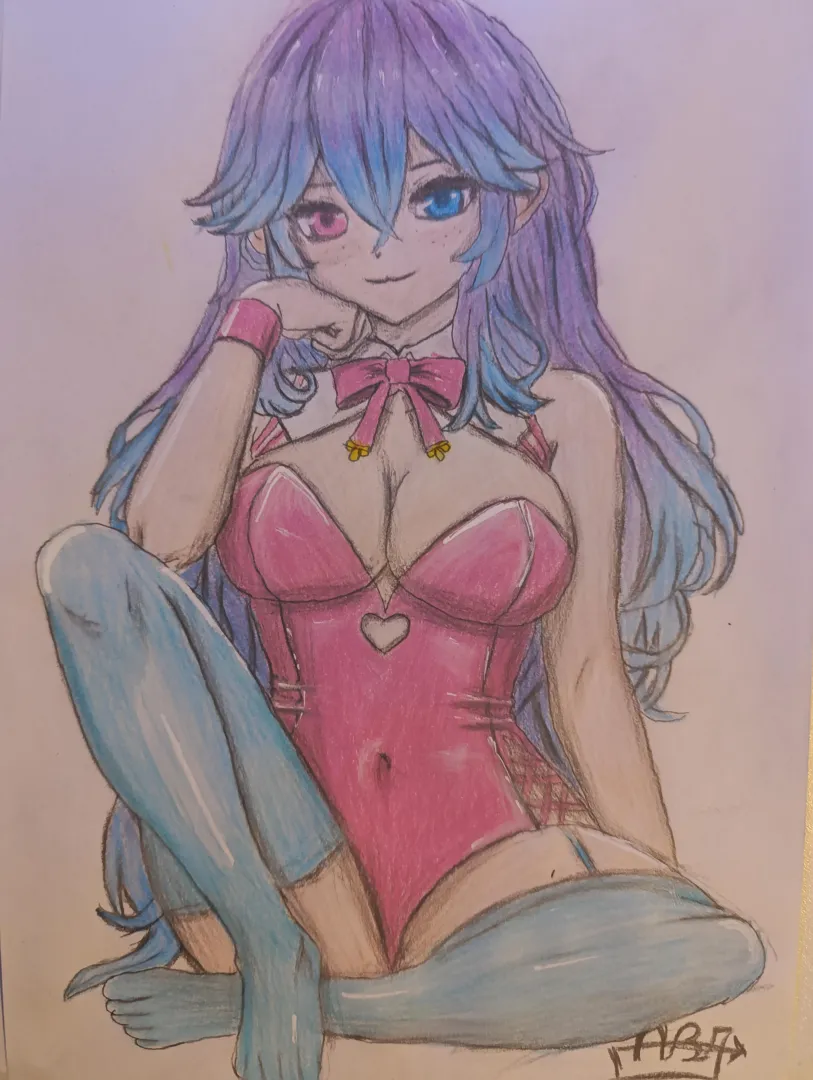 I drew neu cotten fanart and yes I would fall for this bunny instantly  (traditional coloured pencil art) posted by andrewbcipher