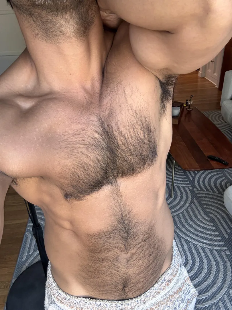 I keep rubbing my chest and stomach the furrier I get posted by DLHungBroXXX