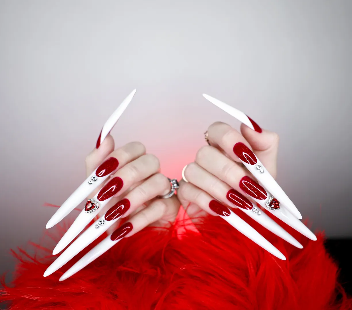 I like red combined with white on long nails posted by Allison_BratzDoll