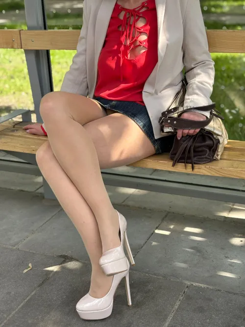 I like showing off my heels in public places by wife_on_display