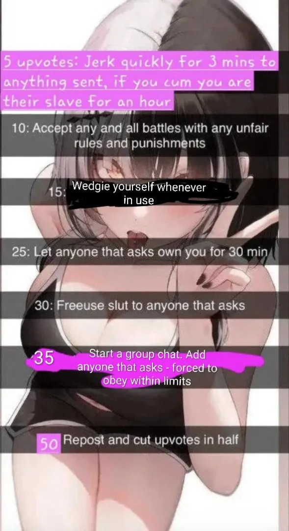 I lost embarrassingly to u/SnarlSlutAshley and she gave me this demomically evil upvote post, please be nice ;~;.. posted by PuppygirlSlav3