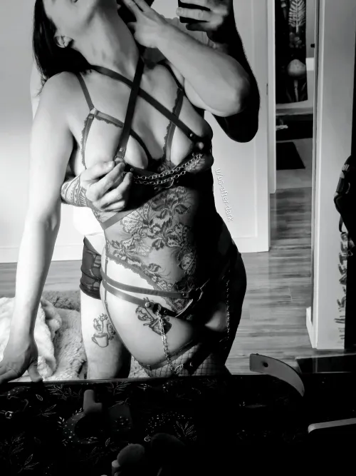 I love how this strapy set frames my boobs by Us-After-Dark