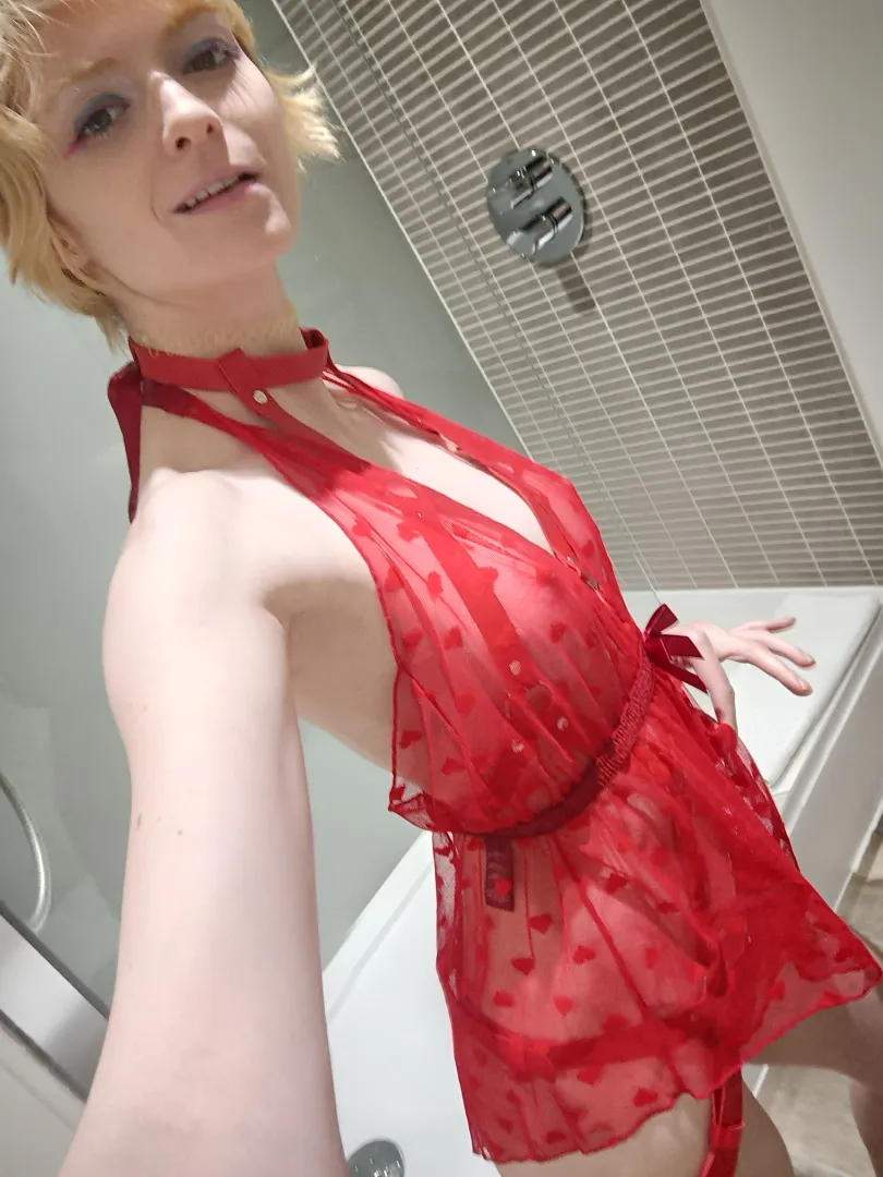 I love this red sheer top posted by LilyBlack1001